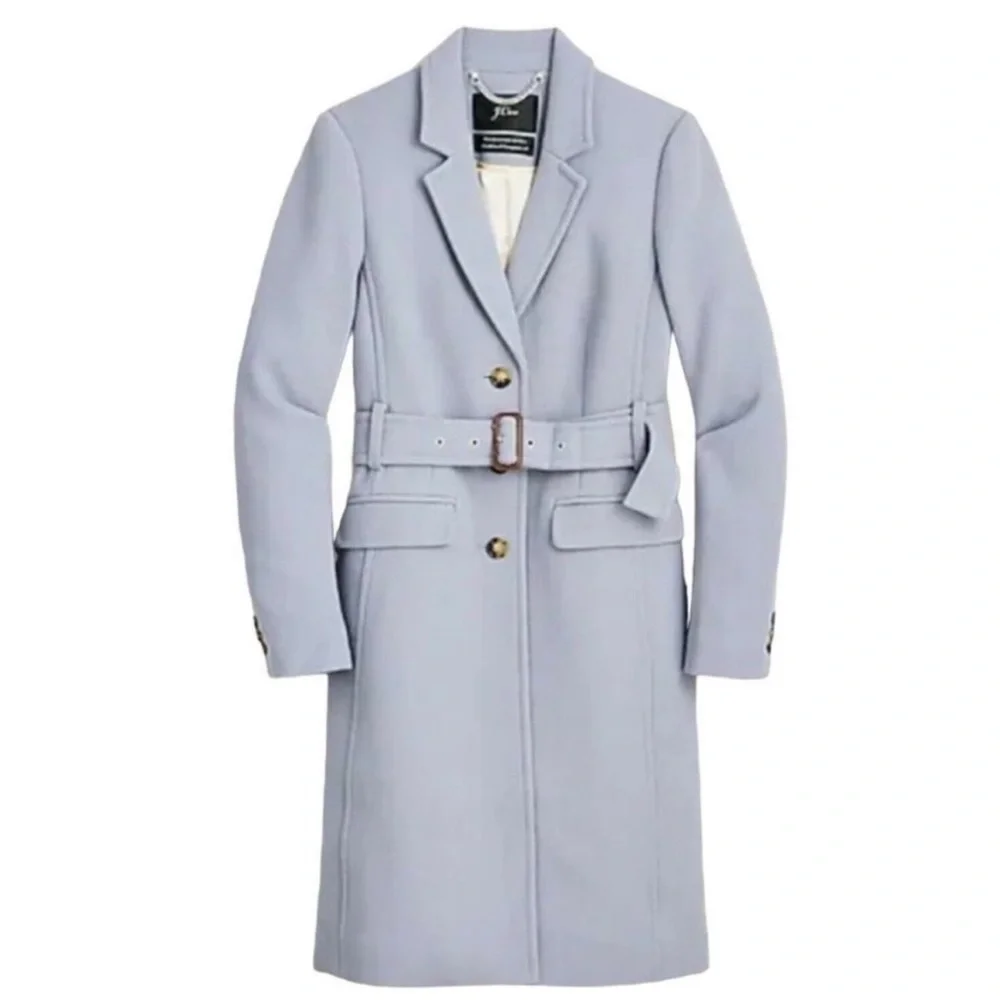 ✨J. Crew Light Blue Lady Day Trench Coat in Italian Wool✨ - Picture 4 of 6
